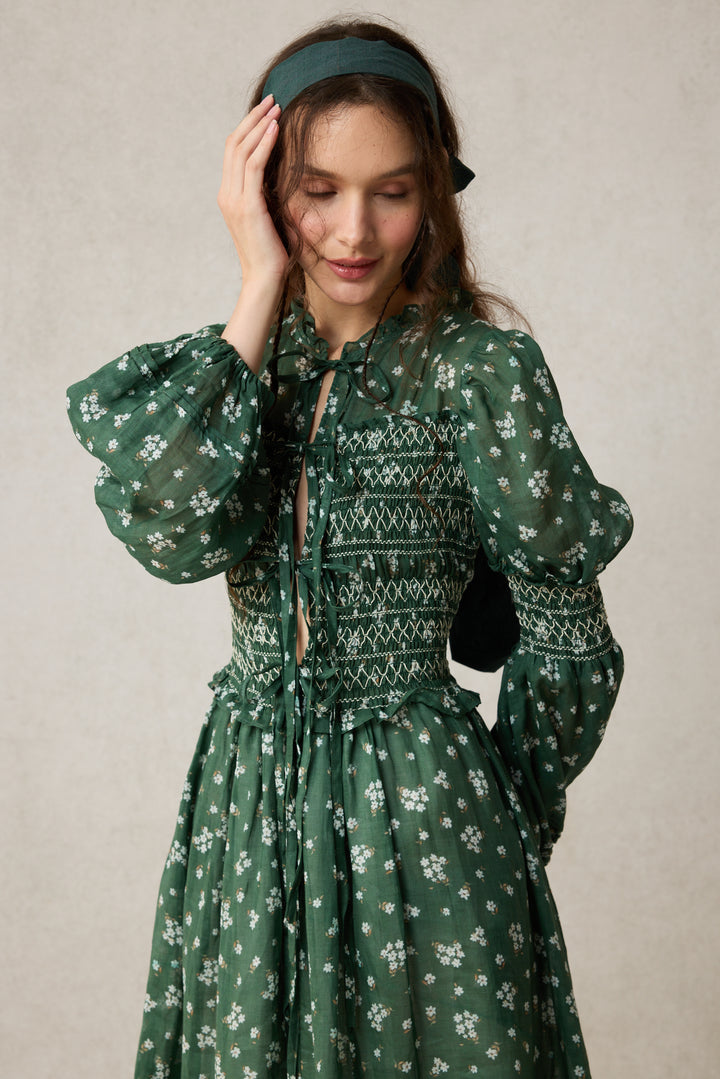 Jane 33 |Edward Smocking Linen Dress Chemise