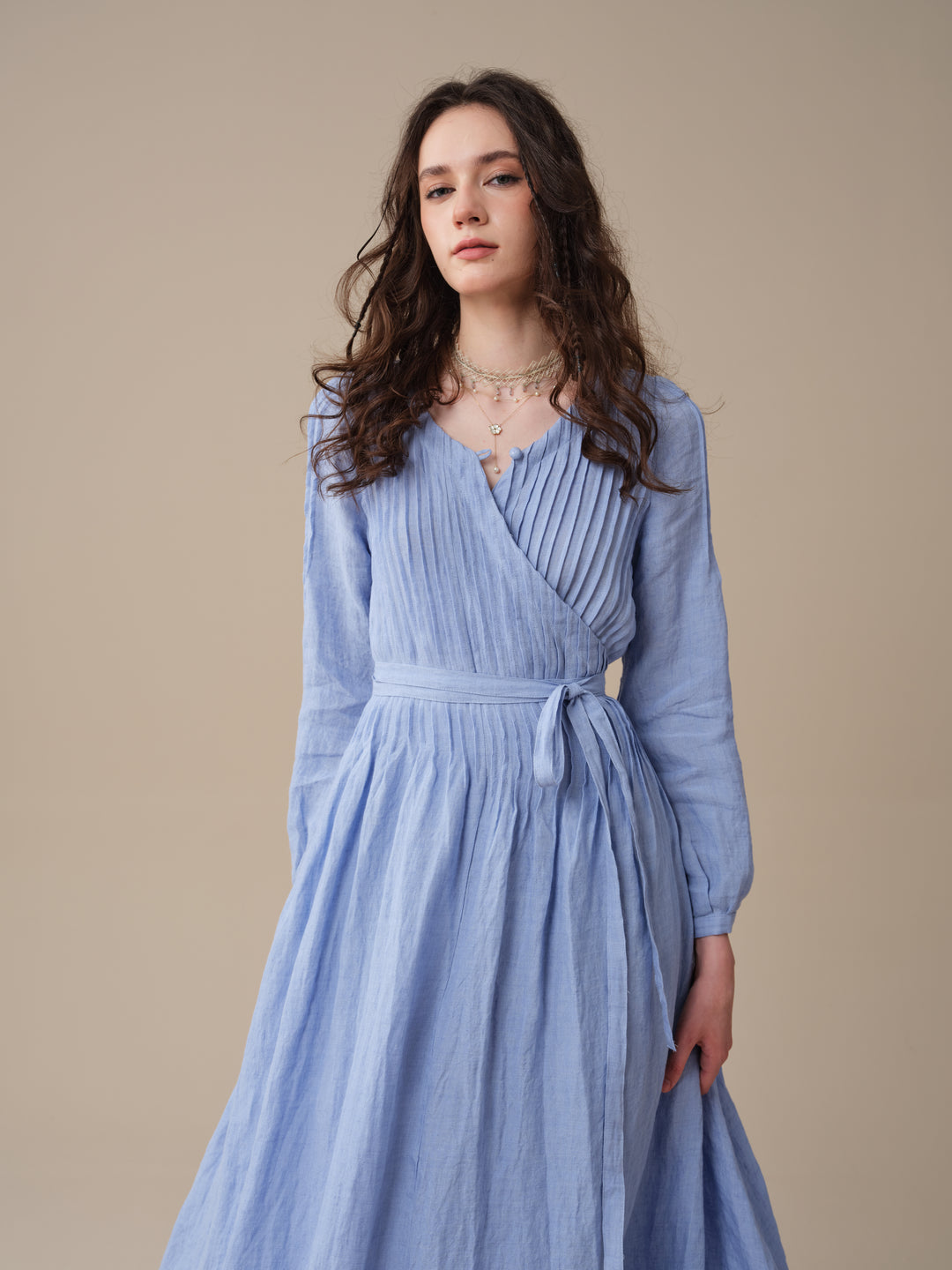 Bluebell 06 | Pintuck Linen Wrap Dress