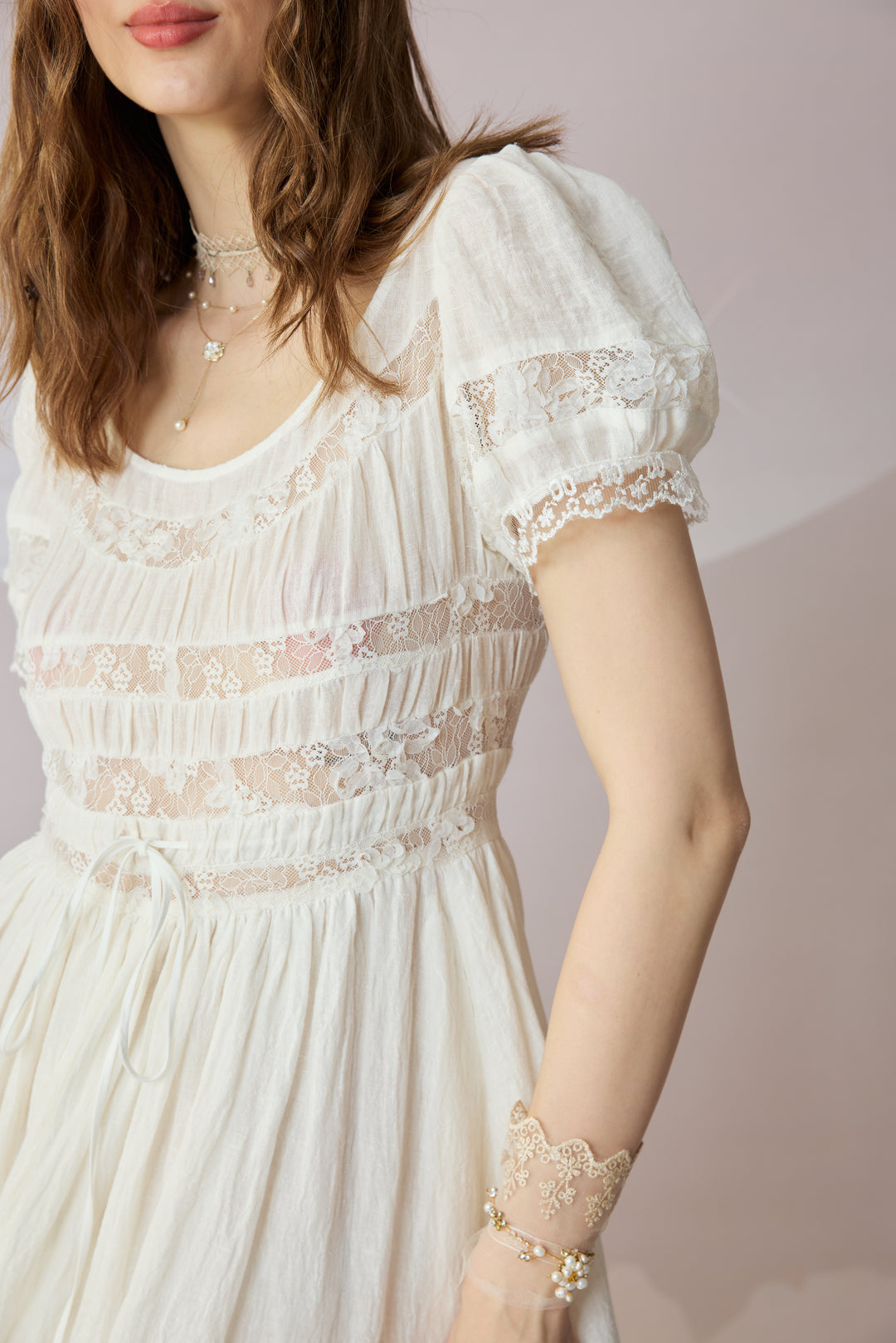 Dawn 17 | Lace Linen Dress Gown