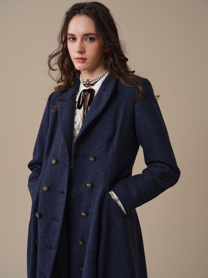 Mabel 01|Double breasted 100% wool coat