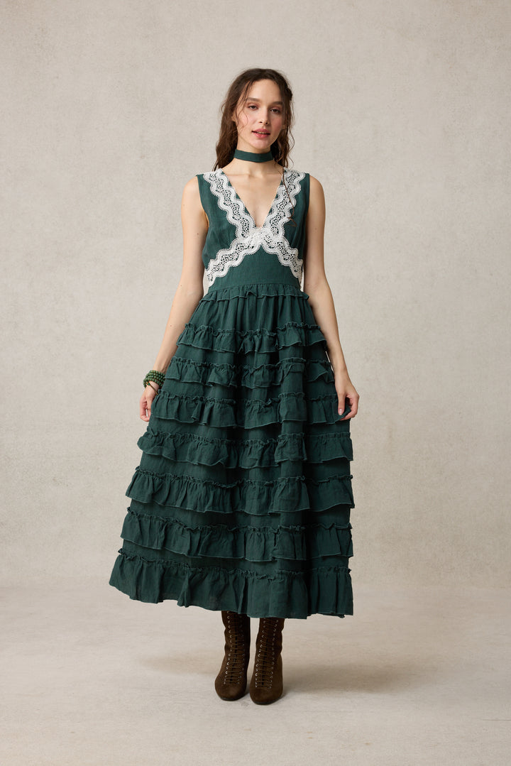 Nolita 28 |Lace & Linen Dress Gown （With Gift scarf)