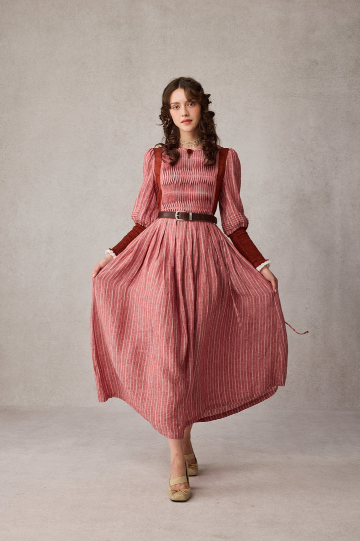 Eliana 15 | Pintucked Patchwork Linen Dress