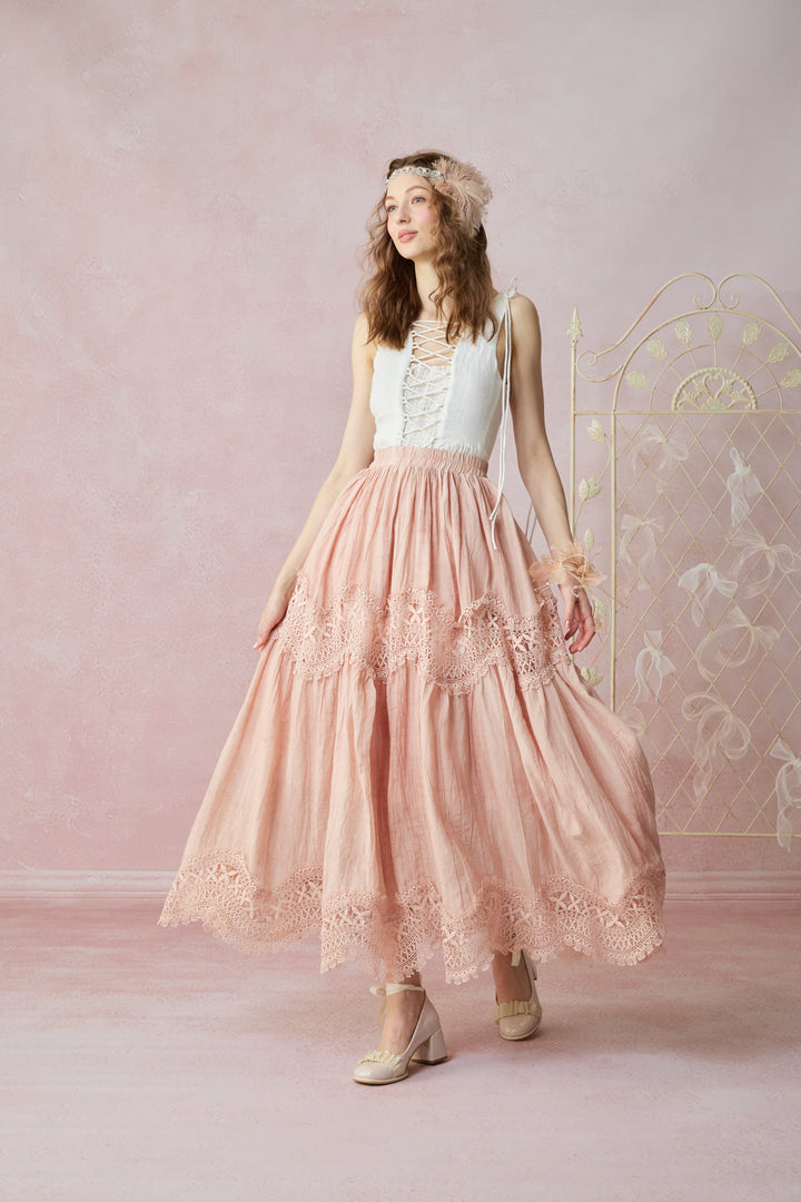 Moonstone 22 |Lace linen Maxi skirt