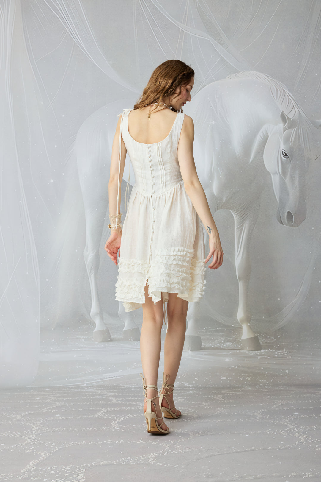 Wearable Poetry 17 | Ruffled linen dress & skirt （2 pieces)