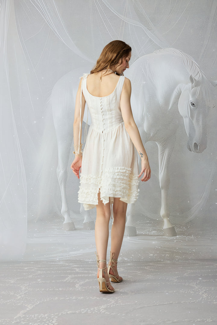 Wearable Poetry 17 | Ruffled linen dress & skirt （2 pieces)