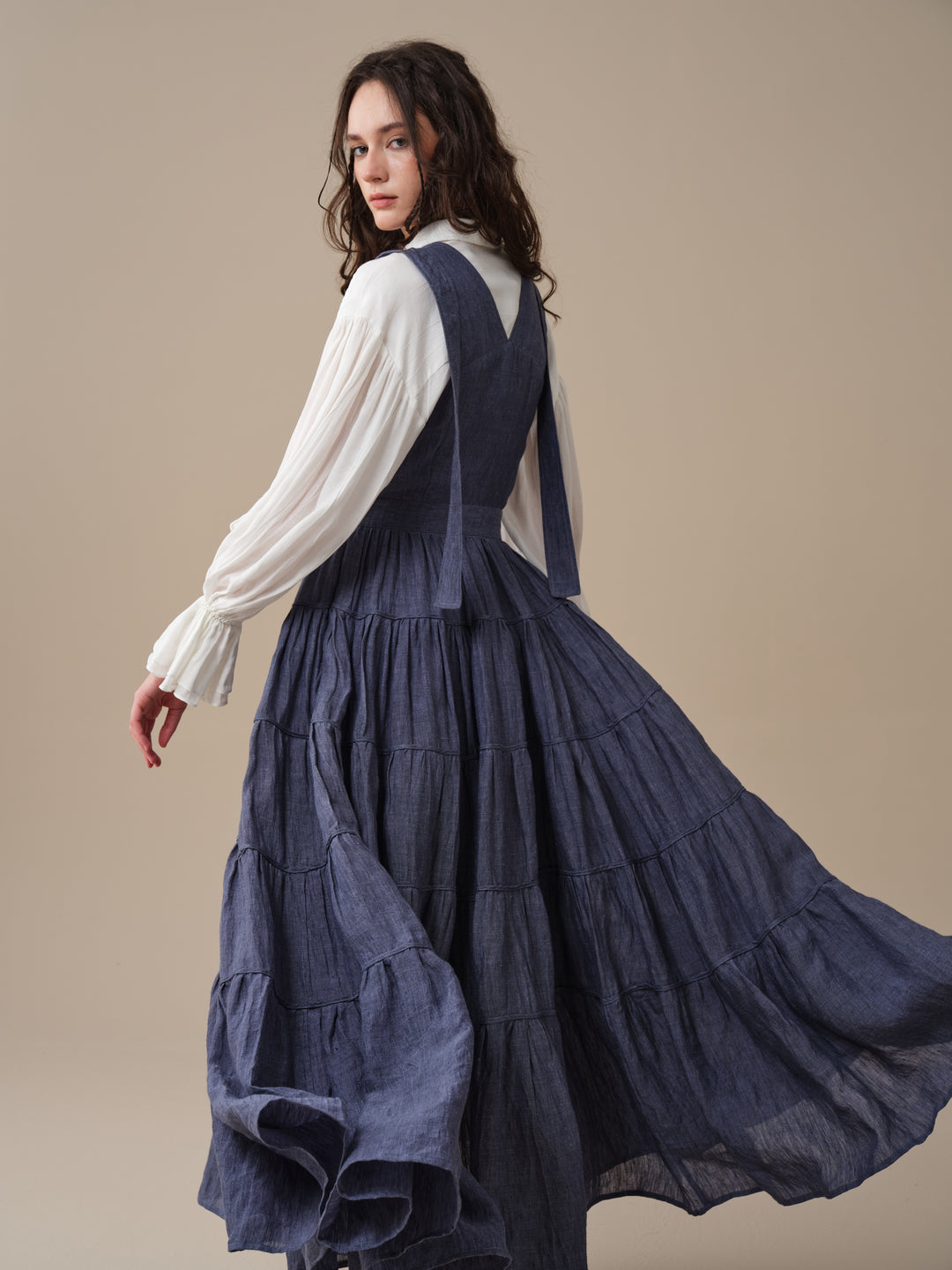 Heather 12 | Linen Apron Maxi Dress