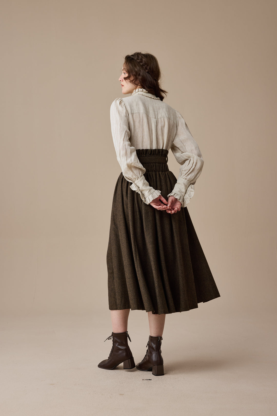 Bette 28 | Retro Belted Wool Skirt
