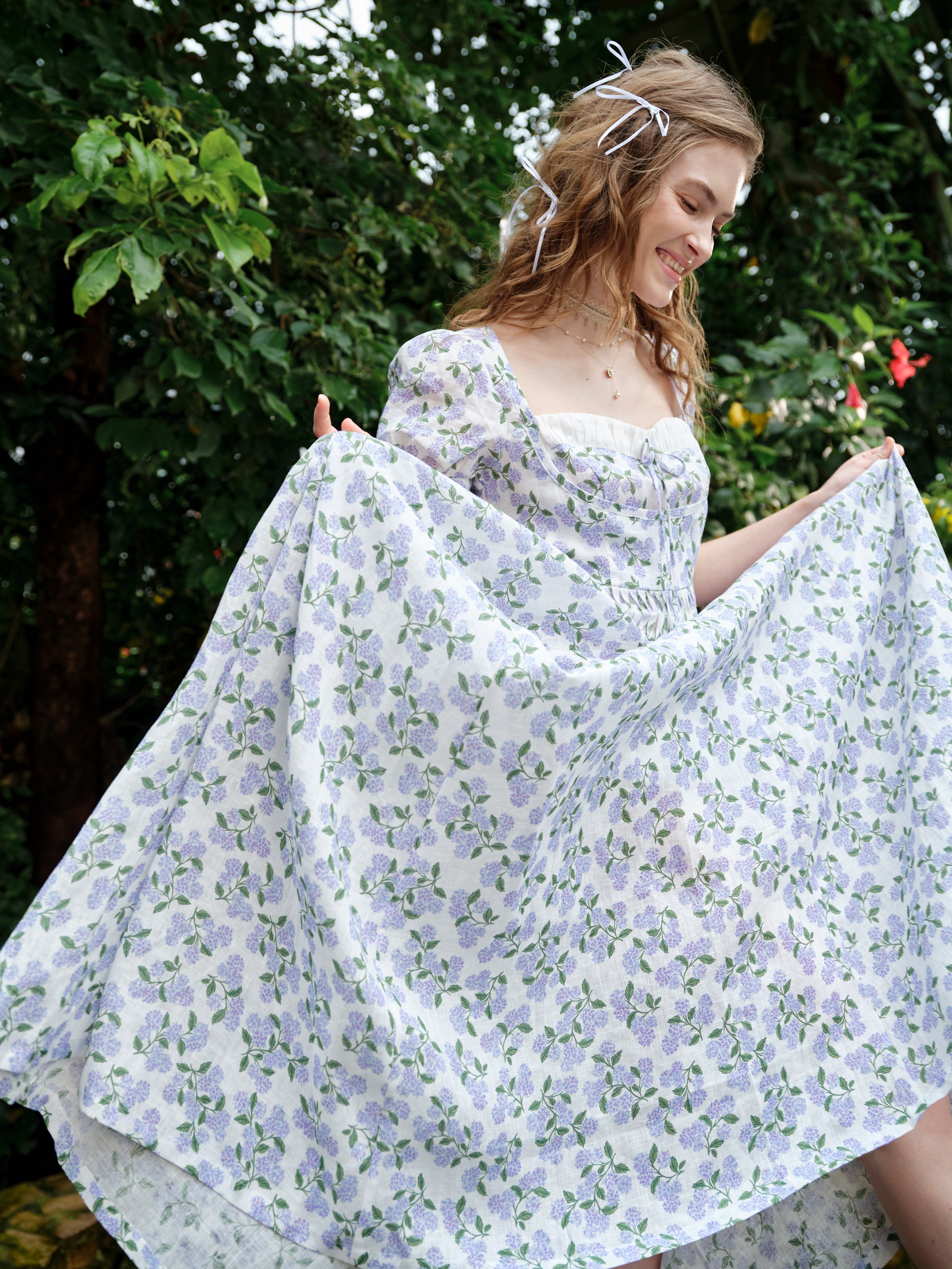 Hydrangea 27 | Corset Floral Linen Dress – Linennaive