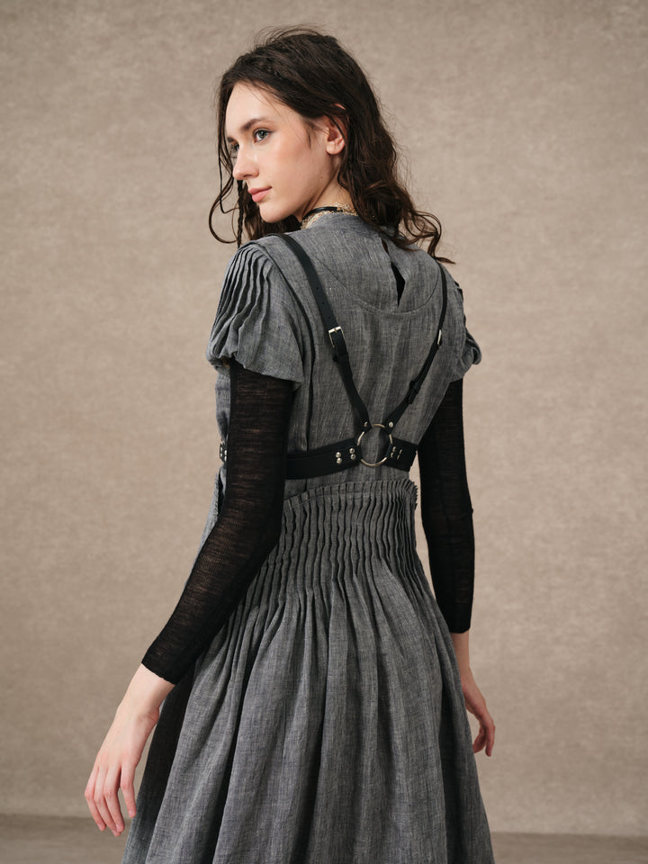 Thistle 09 | Smocked Bib Linen Midi Dress