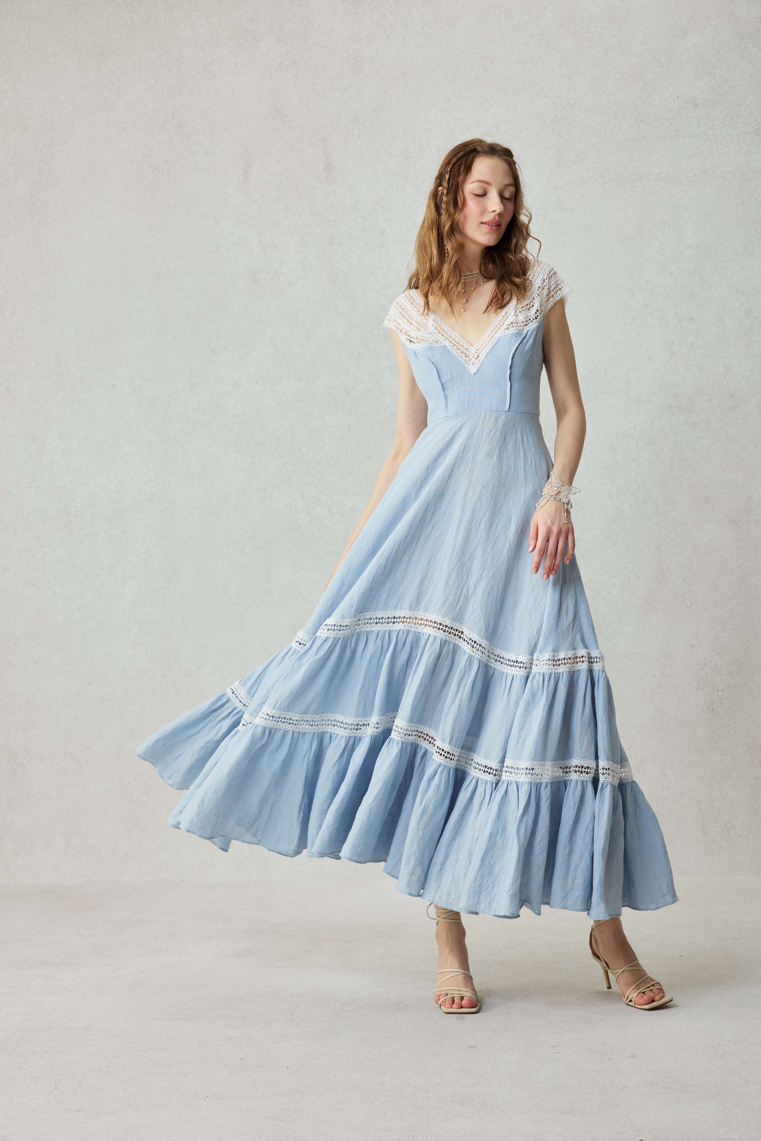 Cherry Tree 25 | Lace Linen flared dress – Linennaive
