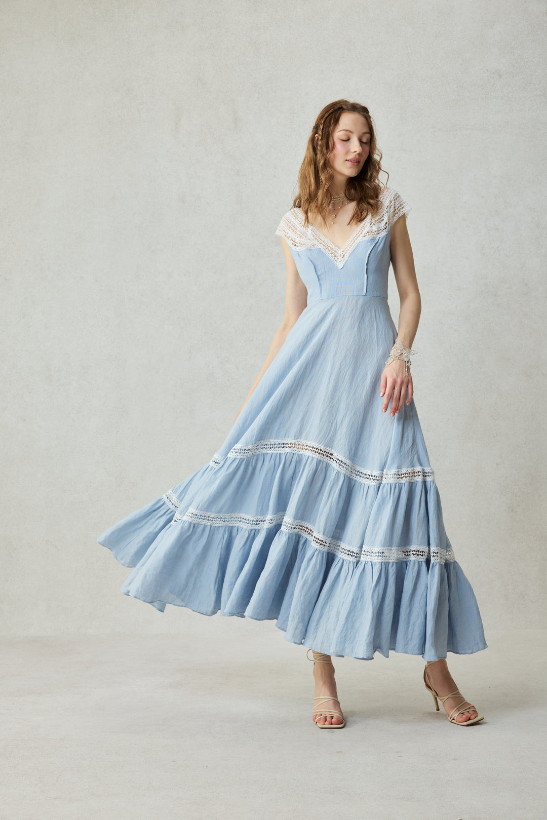 Cherry Tree 25 | Lace Linen flared dress