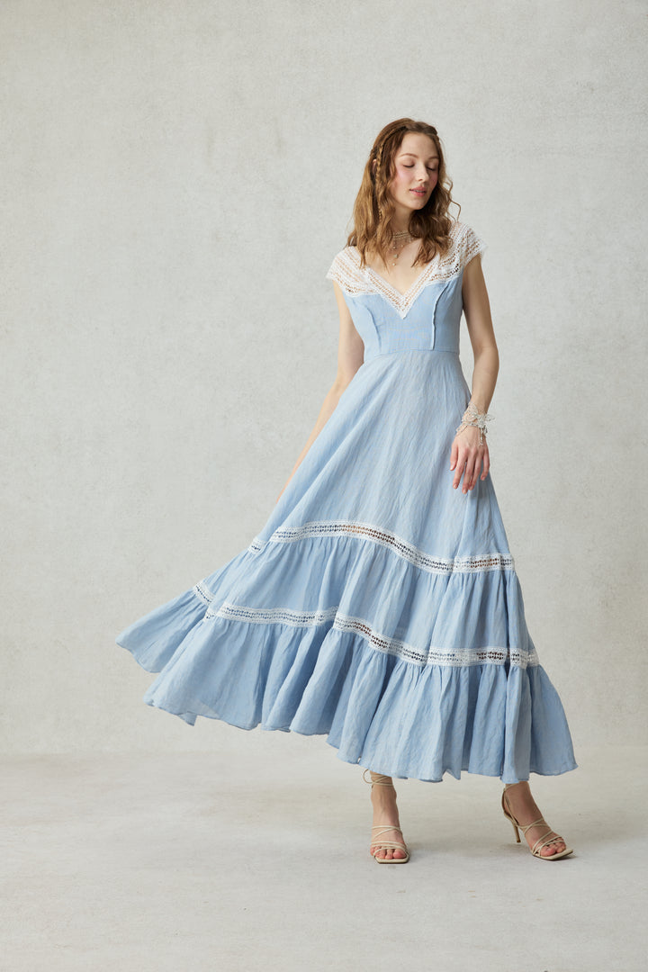 Cherry Tree 25 | Lace Linen flared dress