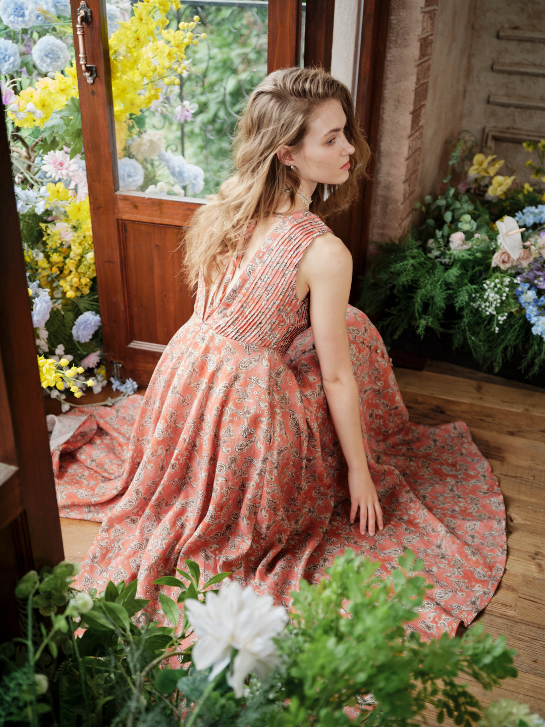 Rebecca 18 | Pleated Maxi Linen Dress