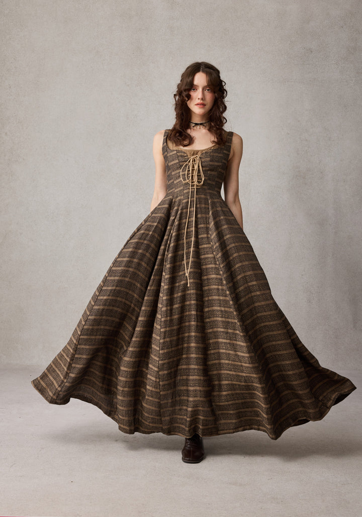 Alisa 25 | lace up linen dress