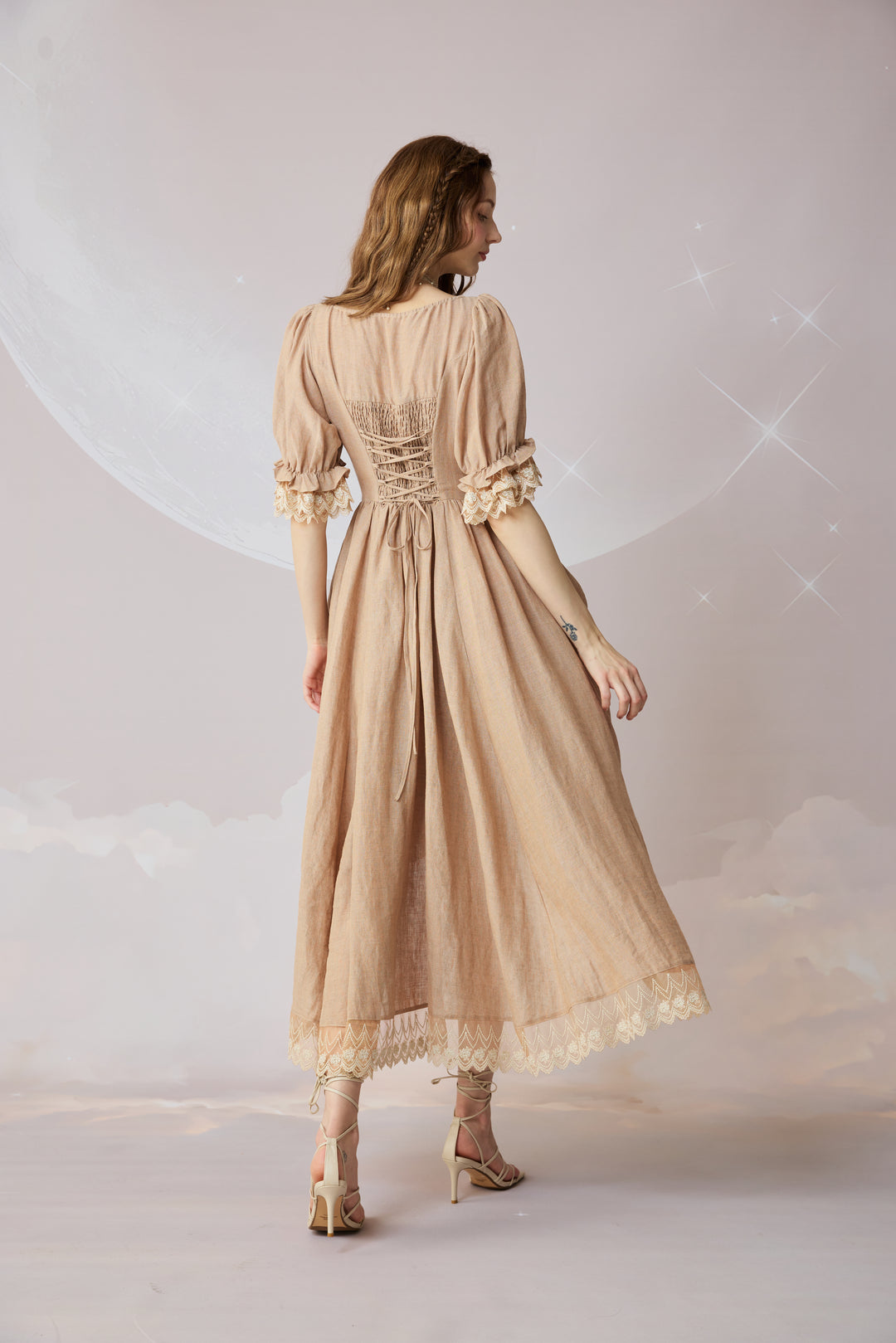 Elowen 27 | Lace Linen dress gown ( 2 way to wear )