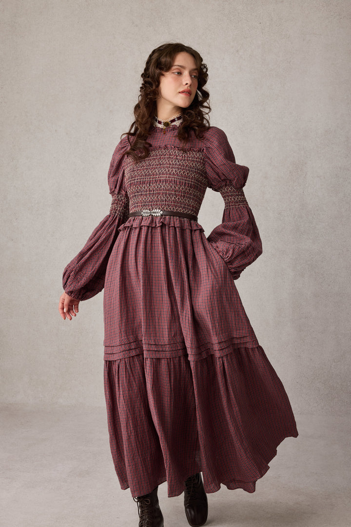 Jane 33 |Edward Smocking Linen Dress Chemise