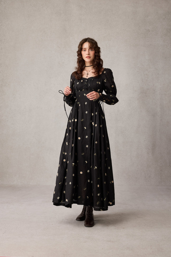 Phoenix 24 | Embroidery Daisy Linen Dress