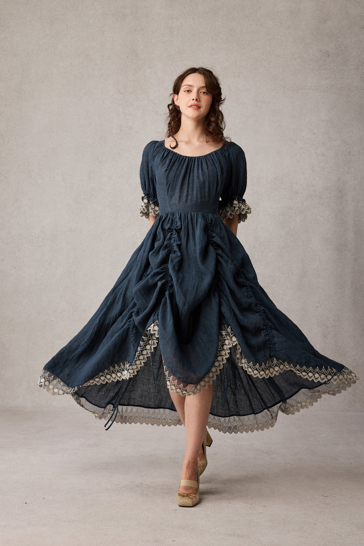 Elowen 27 | Lace Linen dress gown ( 2 way to wear )