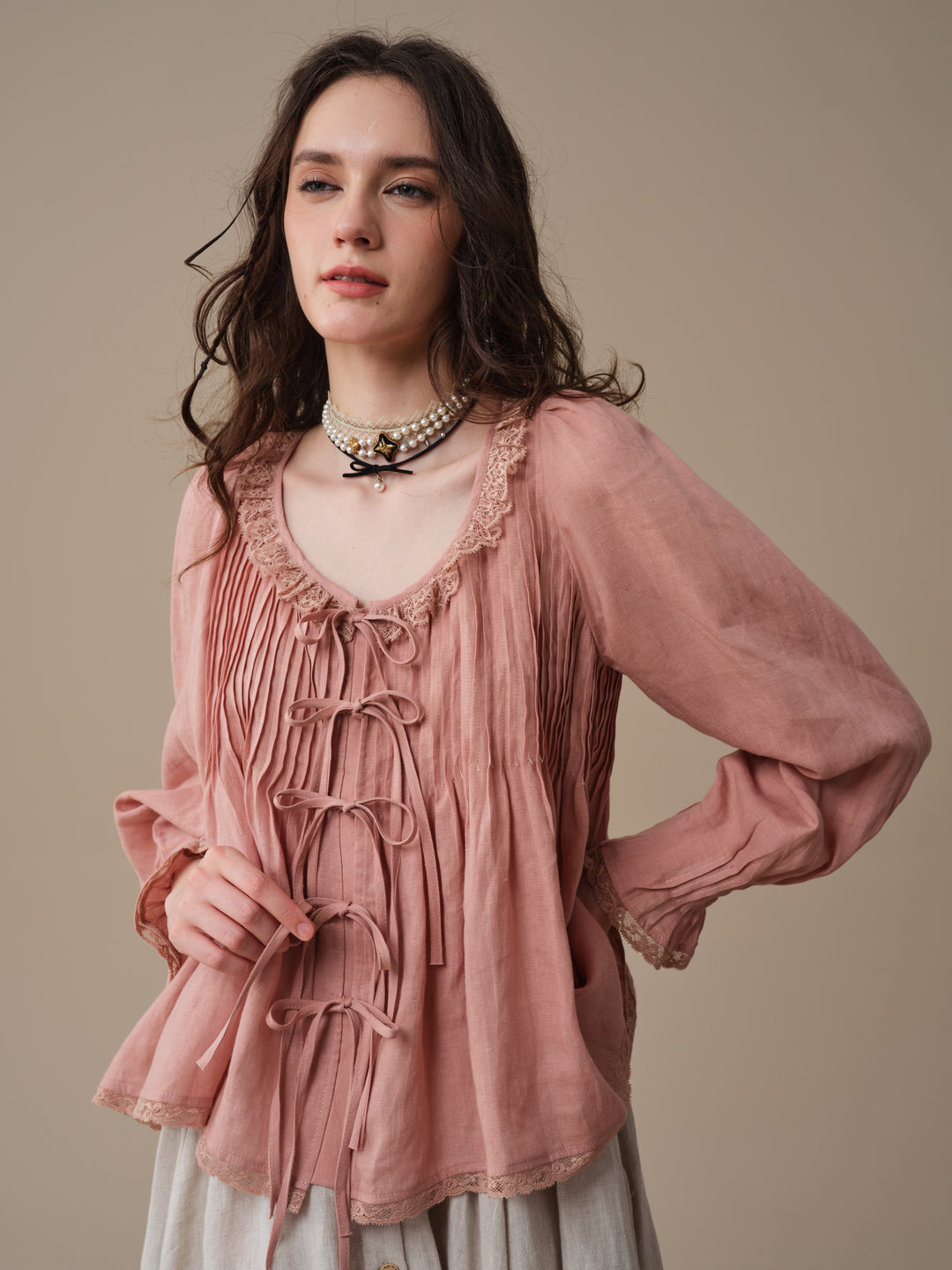Isadora | Ruby Linen Poet Shirt