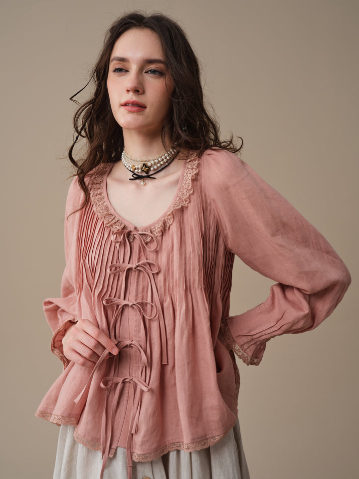 Isadora | Ruby Linen Poet Shirt
