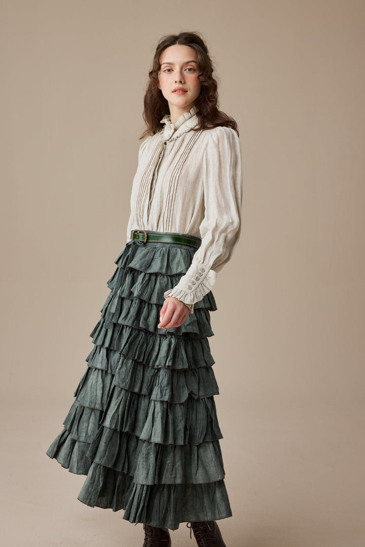 Ischia 14 | Layered petal linen skirt