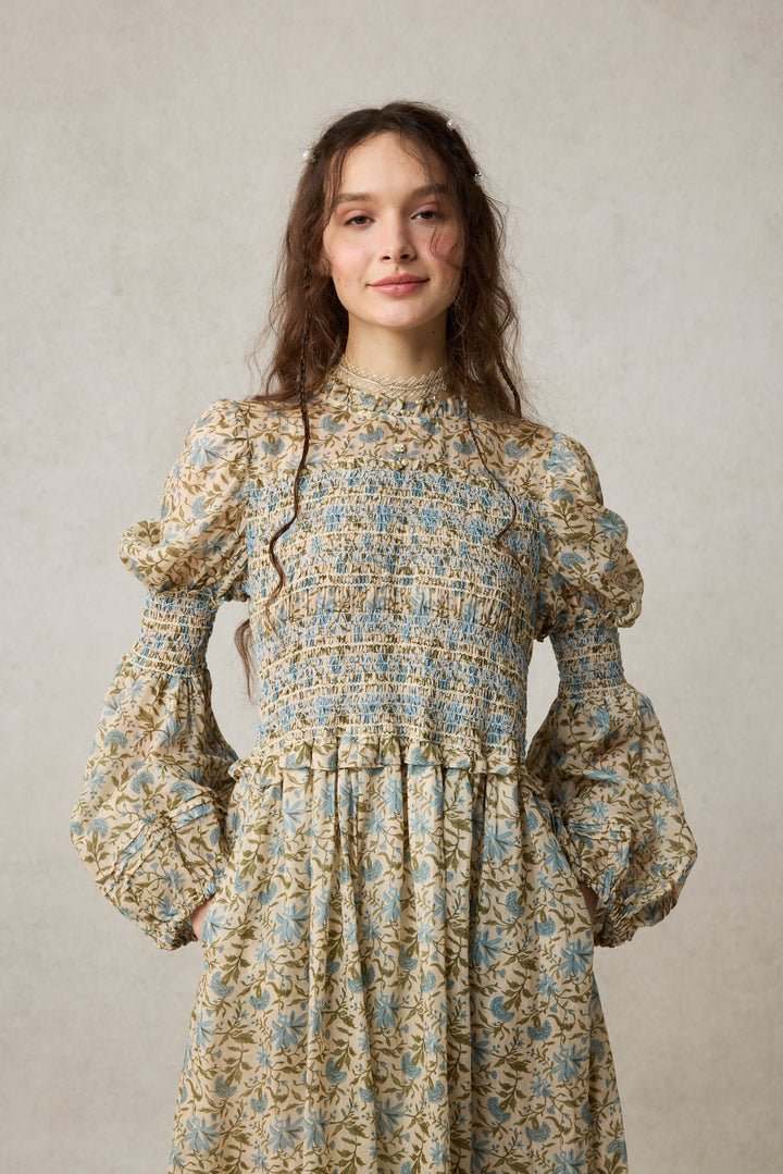 Jane 33 |Edward Smocking Linen Dress Chemise