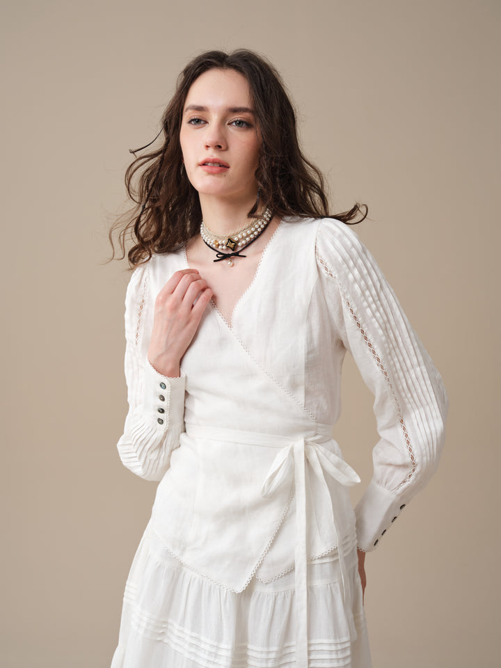 Marguerite | Soft Linen Wrap Blouse