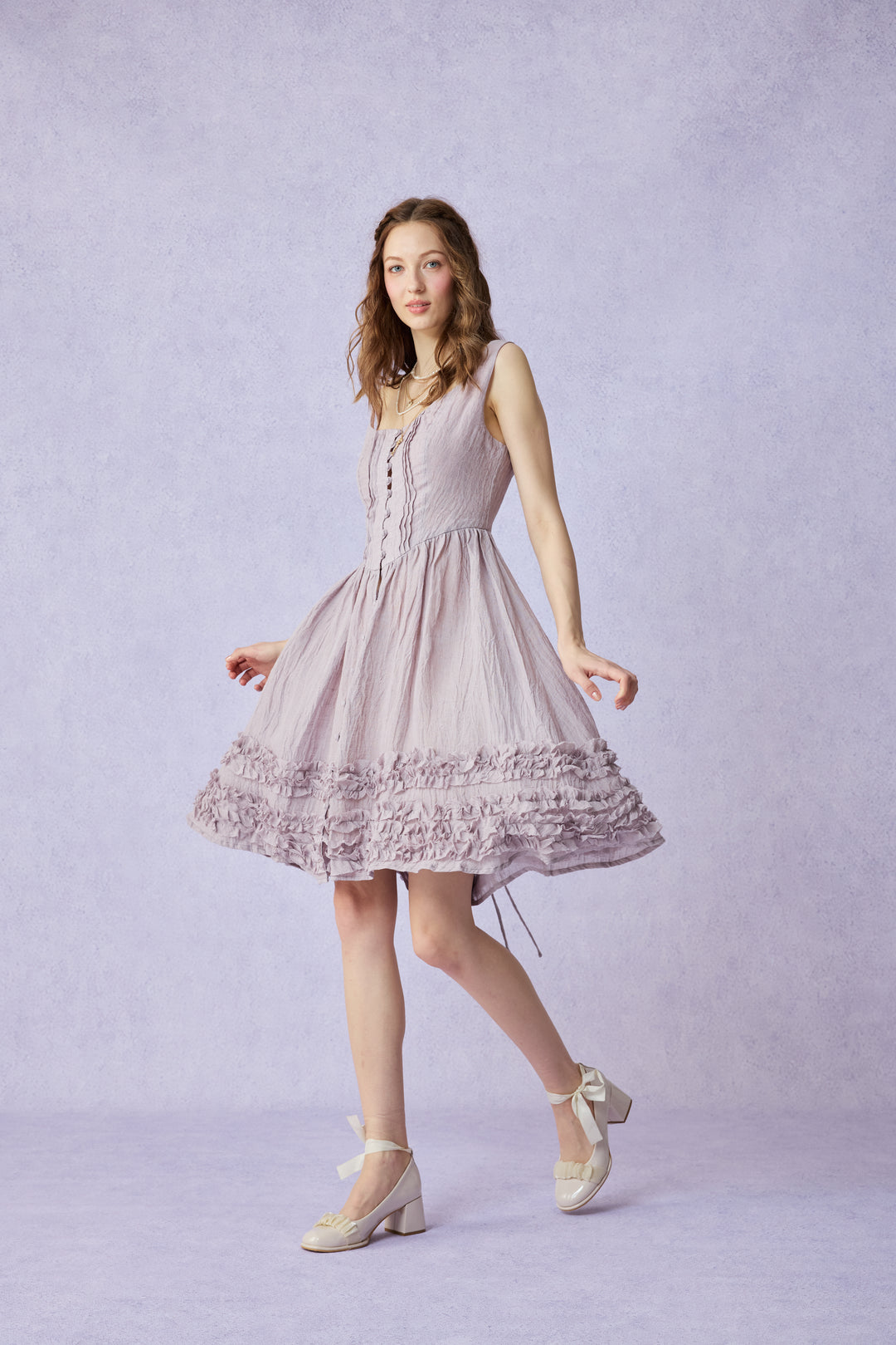 Wearable Poetry 17 | Ruffled linen dress & skirt （2 pieces)