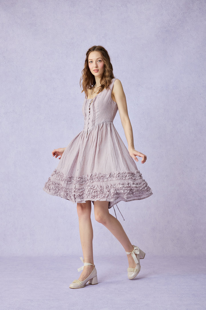 Wearable Poetry 17 | Ruffled linen dress & skirt （2 pieces)