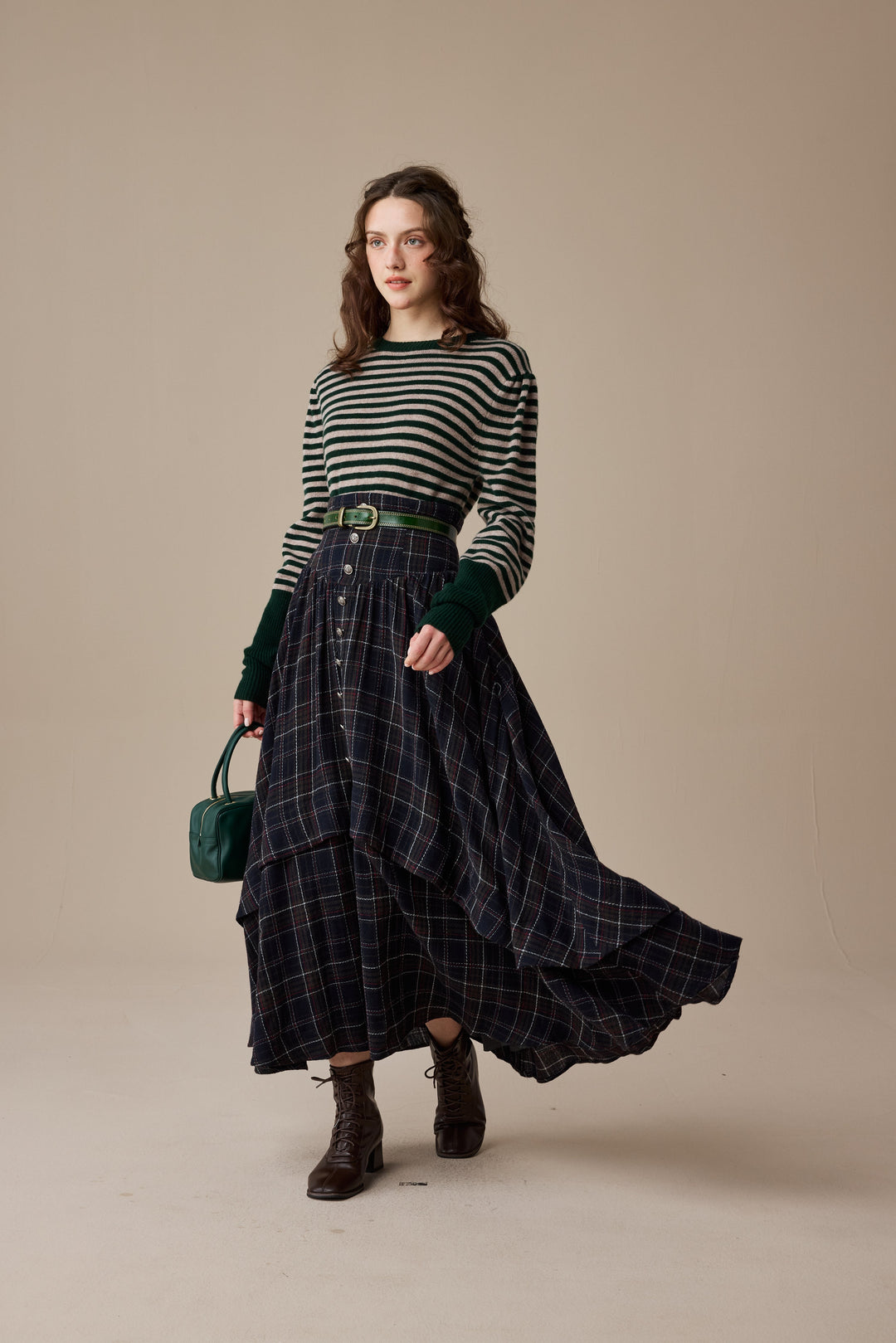 Christina 19 |Retro Layered Wool Skirt