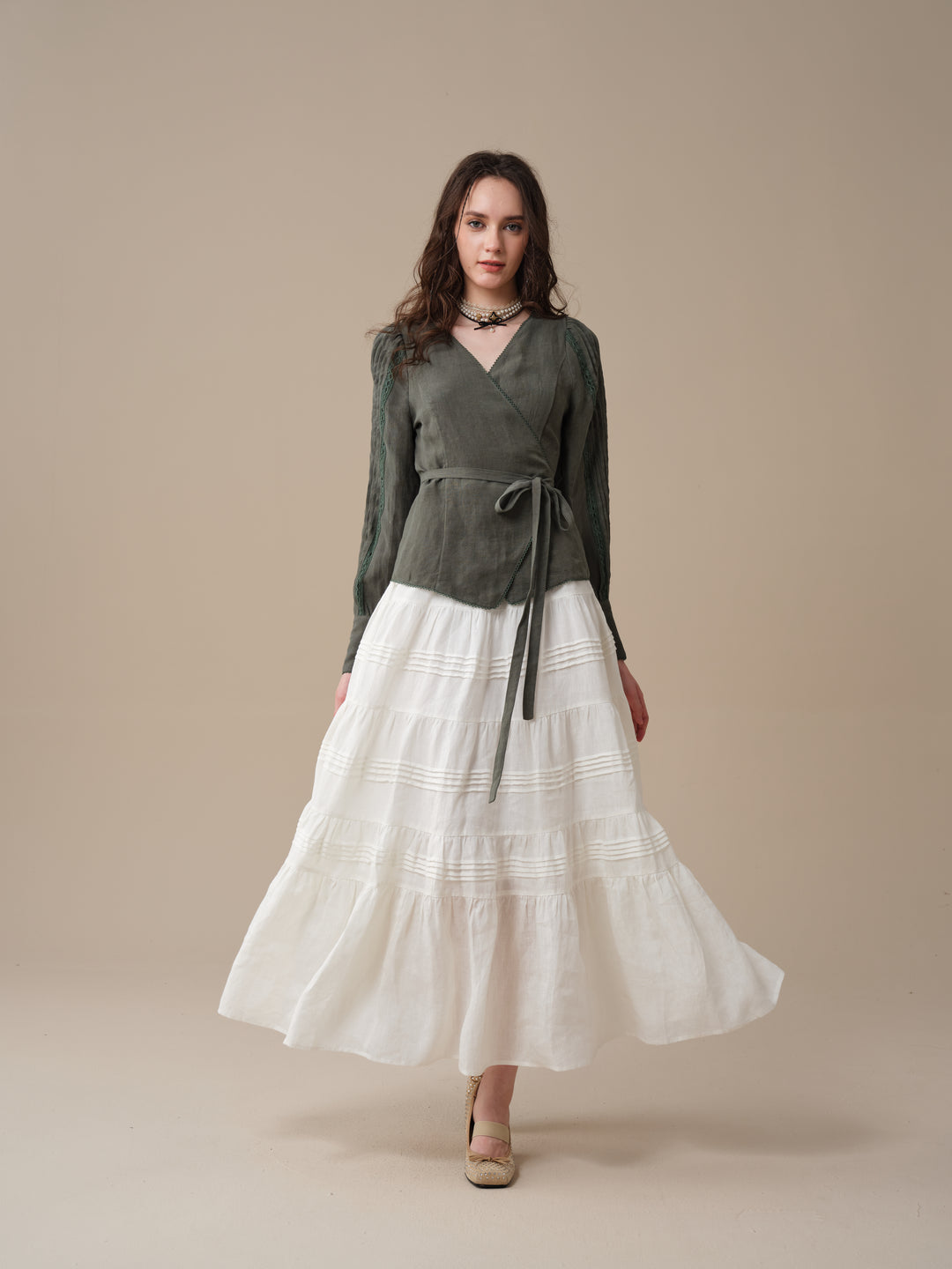 Marguerite | Soft Linen Wrap Blouse