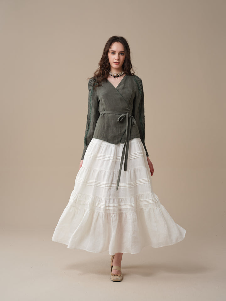 Marguerite | Soft Linen Wrap Blouse