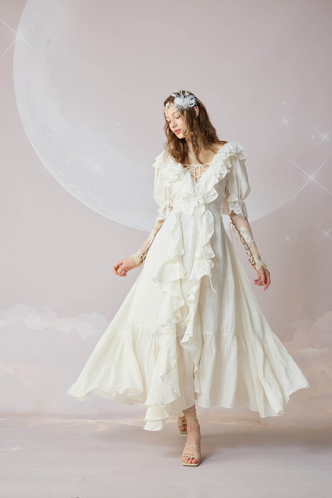 Dewdrops 16 | Maxi Linen Dress Gown White / 2XL Dewdrops 16 | Maxi Linen Dress Gown White / 2XL
