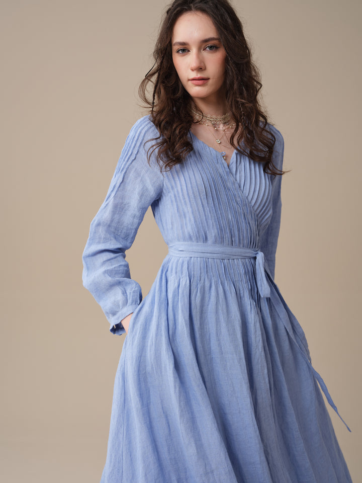 Bluebell 06 | Pintuck Linen Wrap Dress