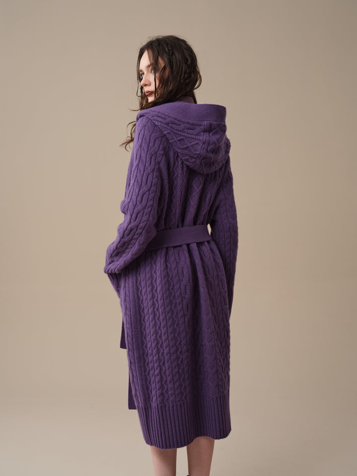 Hudson 15 | 100% wool hooded cardigan coat