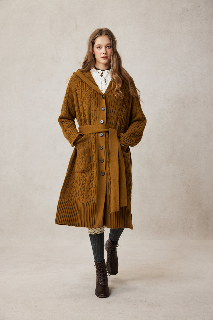 Hudson 15 | 100% wool hooded cardigan coat