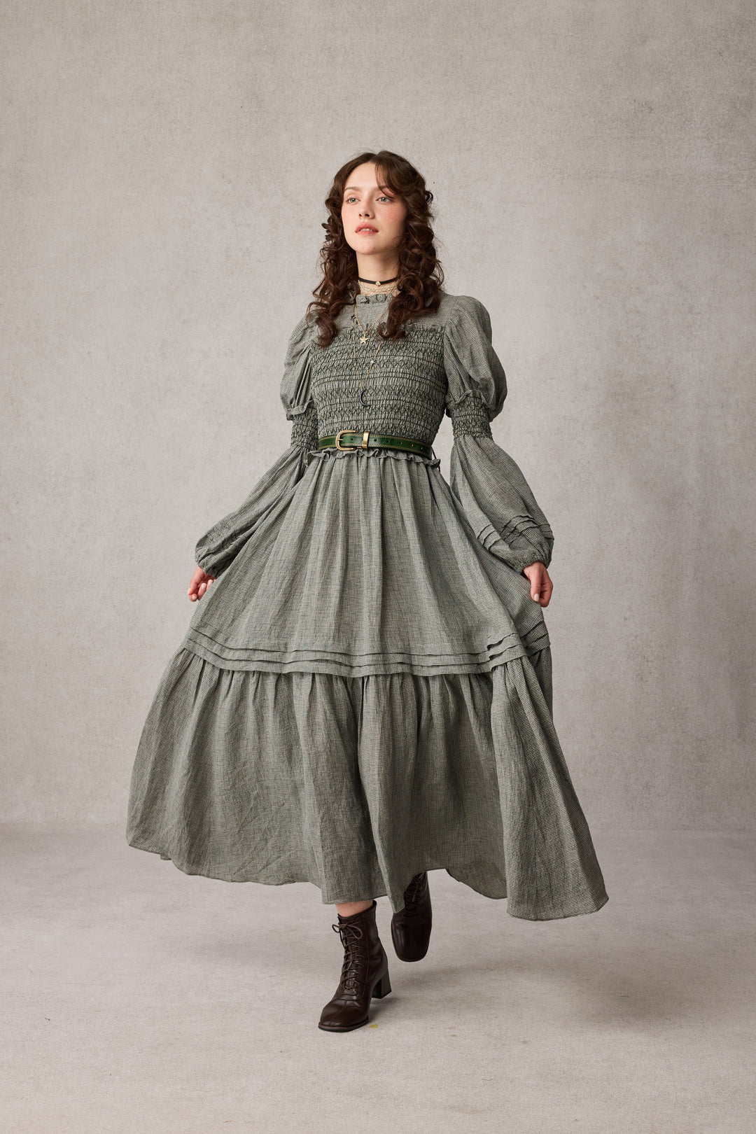 Jane 33 |Edward Smocking Linen Dress Chemise