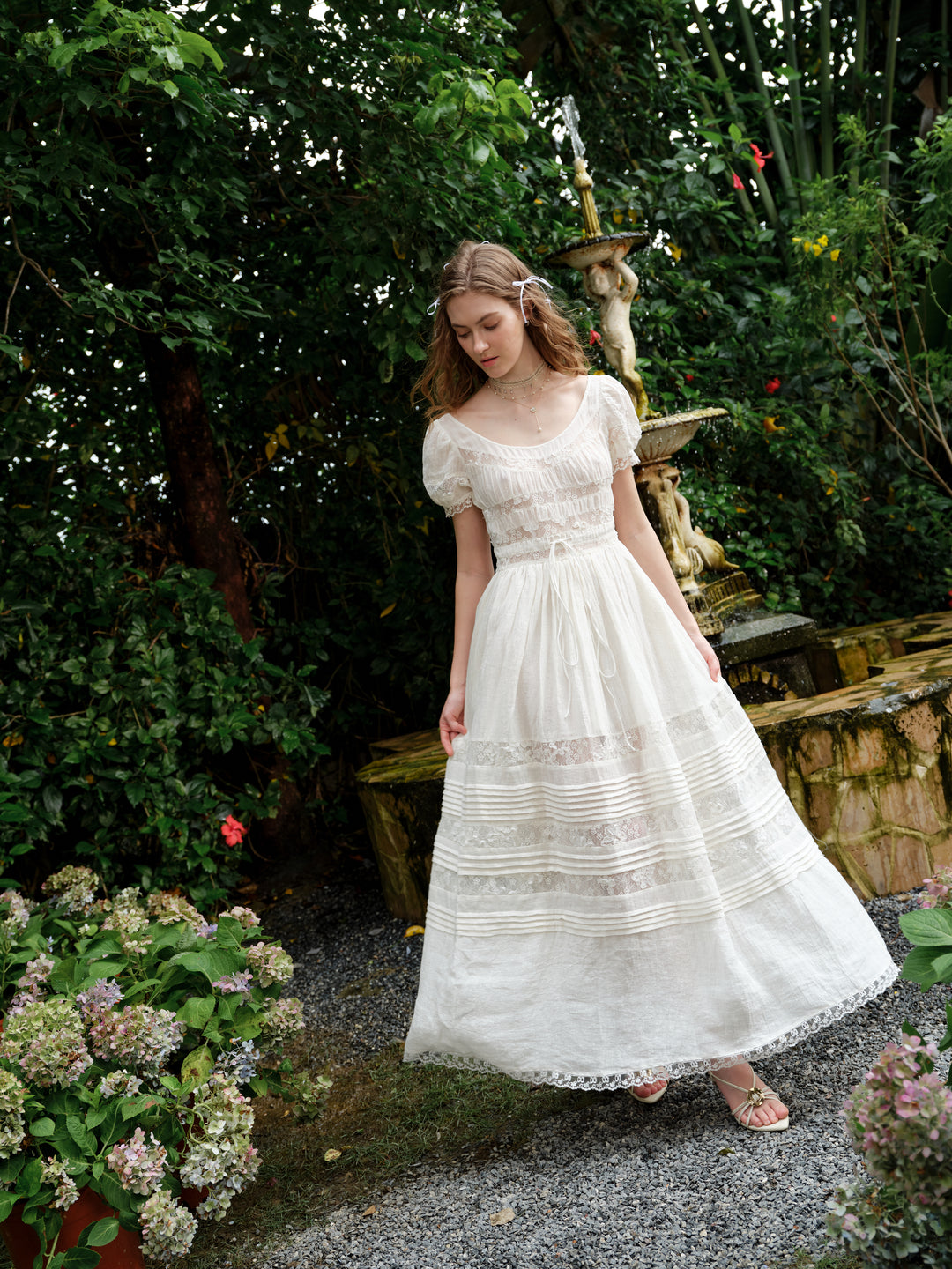 linen and lace wedding dress Linen and Lace Spaghetti Strap Bodice Wedding Gown - Nala Gown