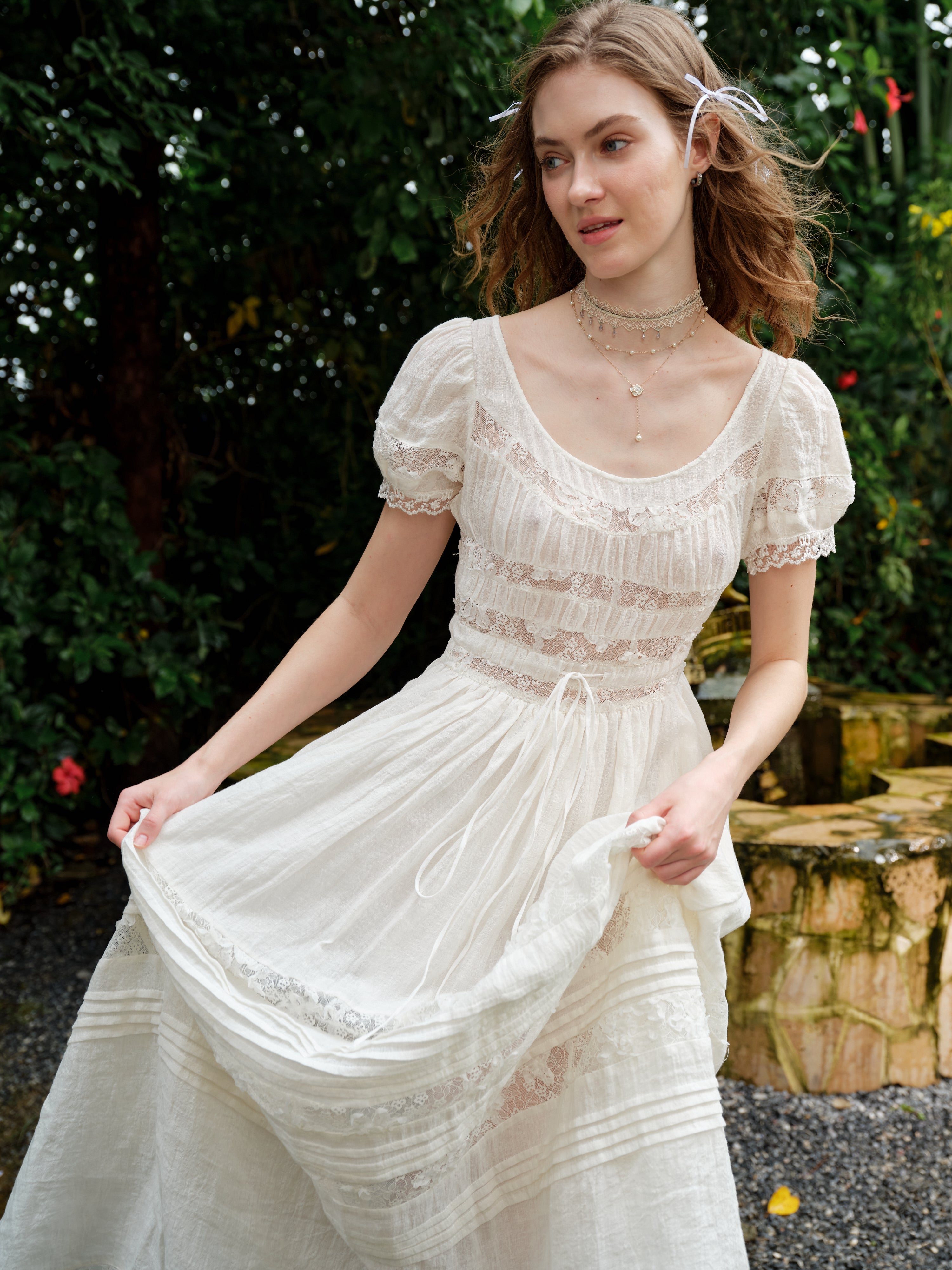 Dawn 17 | Lace Linen Dress Gown – Linennaive