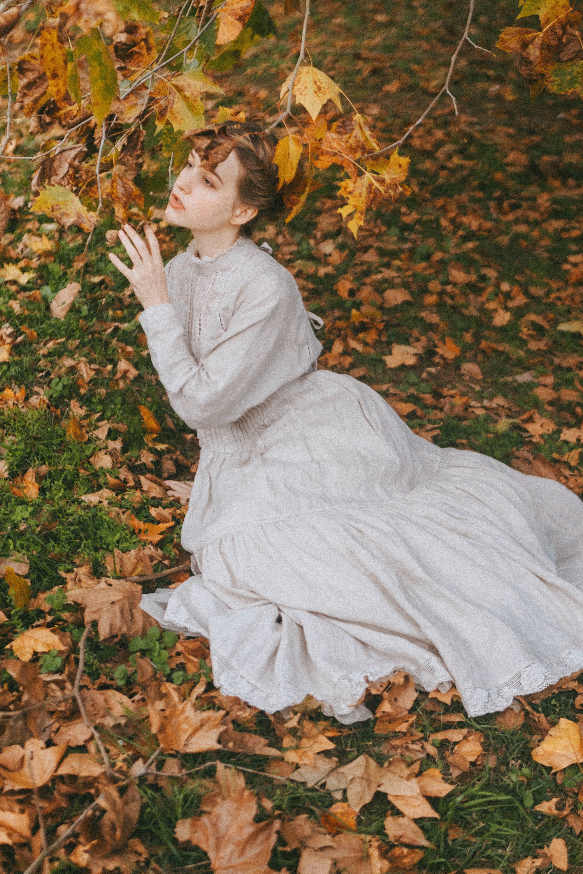 アメリヴィンテージ ELEANOR LINEN LIKE DRESS Linen Dress, Modest Linen Dress, Green Swing Dress, Linen