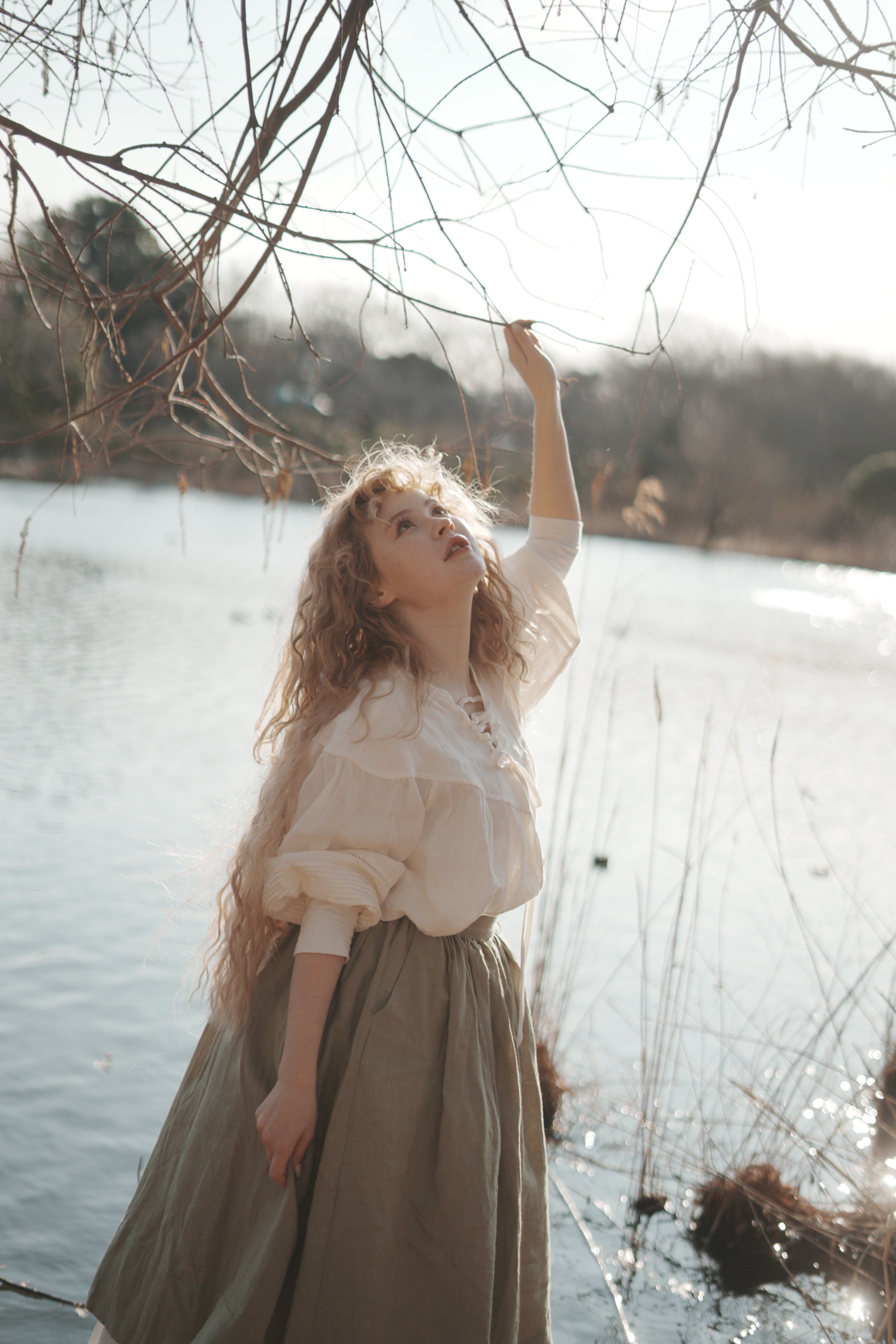 Daisy 03 | Pastel Green Linen Skirt – Linennaive