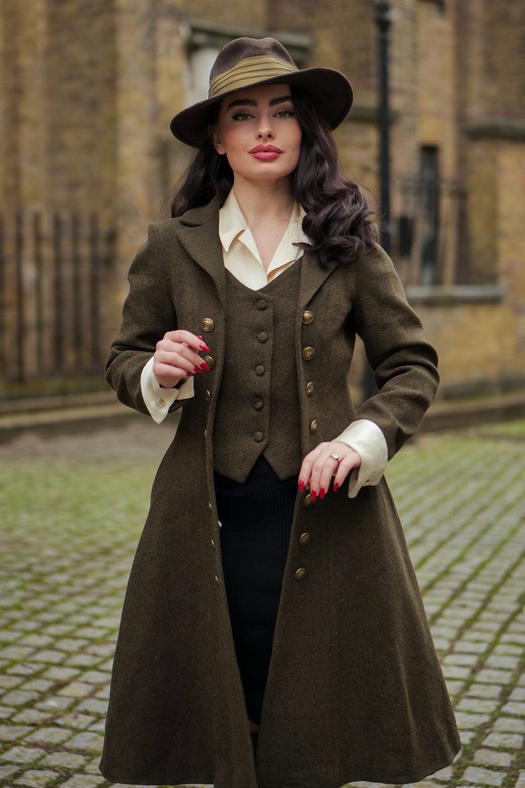 Doreen 15 |Vest-Layered 100% Wool Coat Starry Black (48