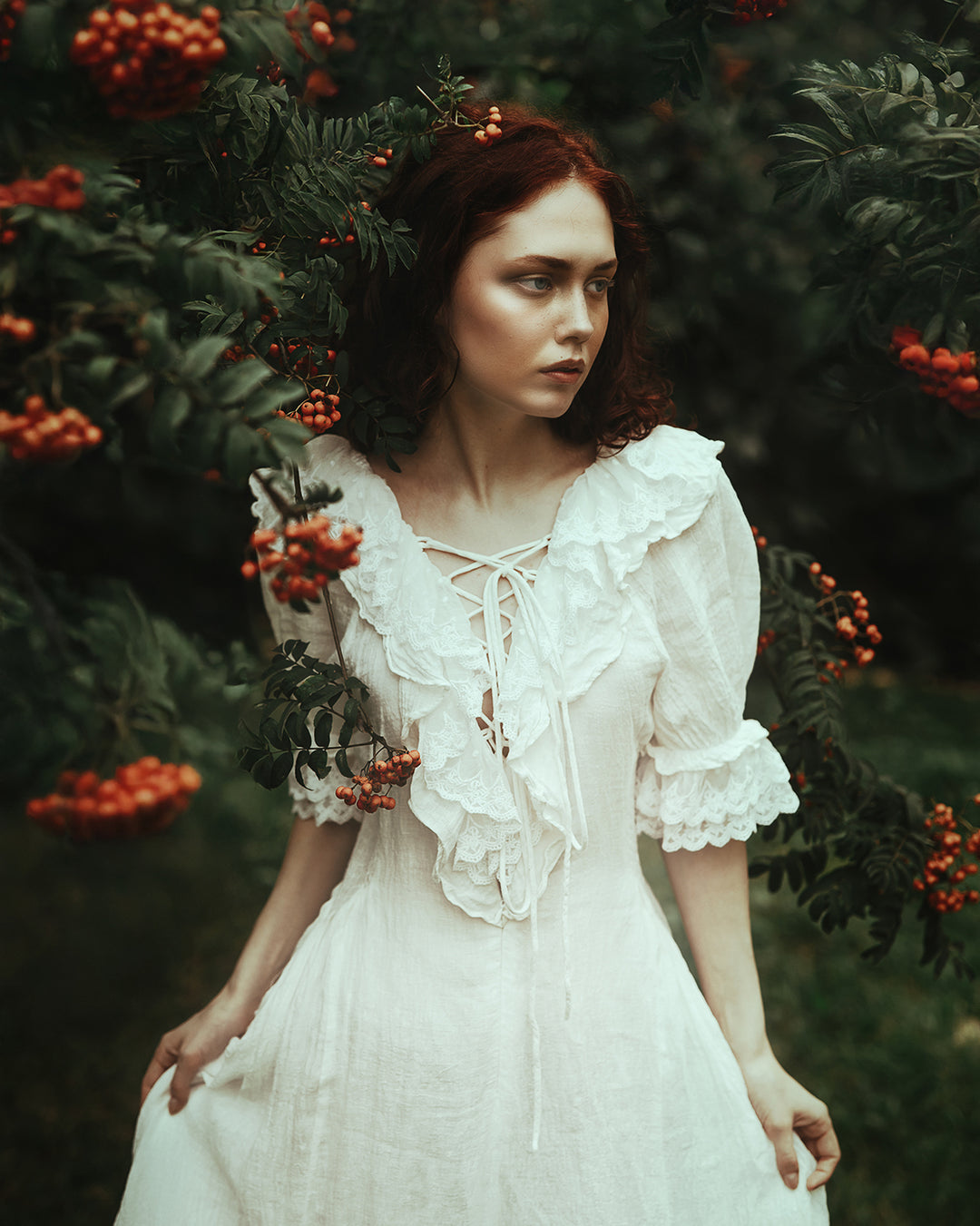 Elysia 15 | Lace-up linen flared dress White / XL Elysia 15 | Lace-up linen flared dress White / XL