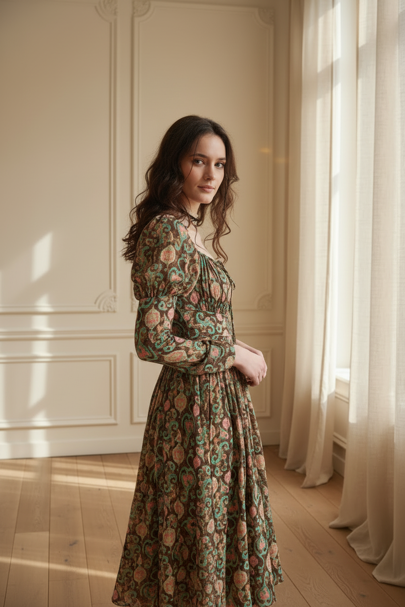Paisley 11 | Elegant Floral Linen Dress