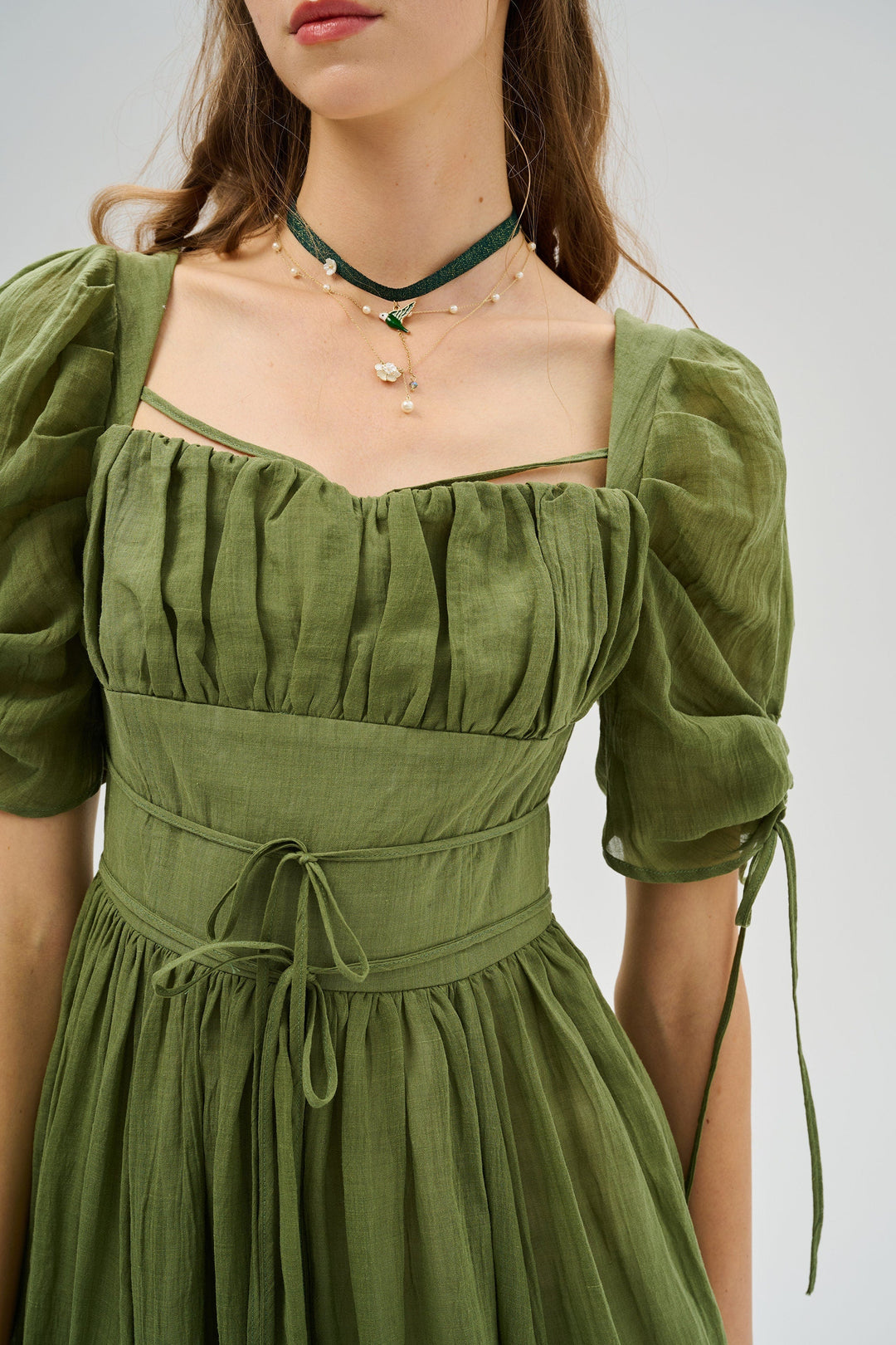 Monette 27 | Corset Linen Dress Dew Green / L Monette 27 | Corset Linen Dress Dew Green / L