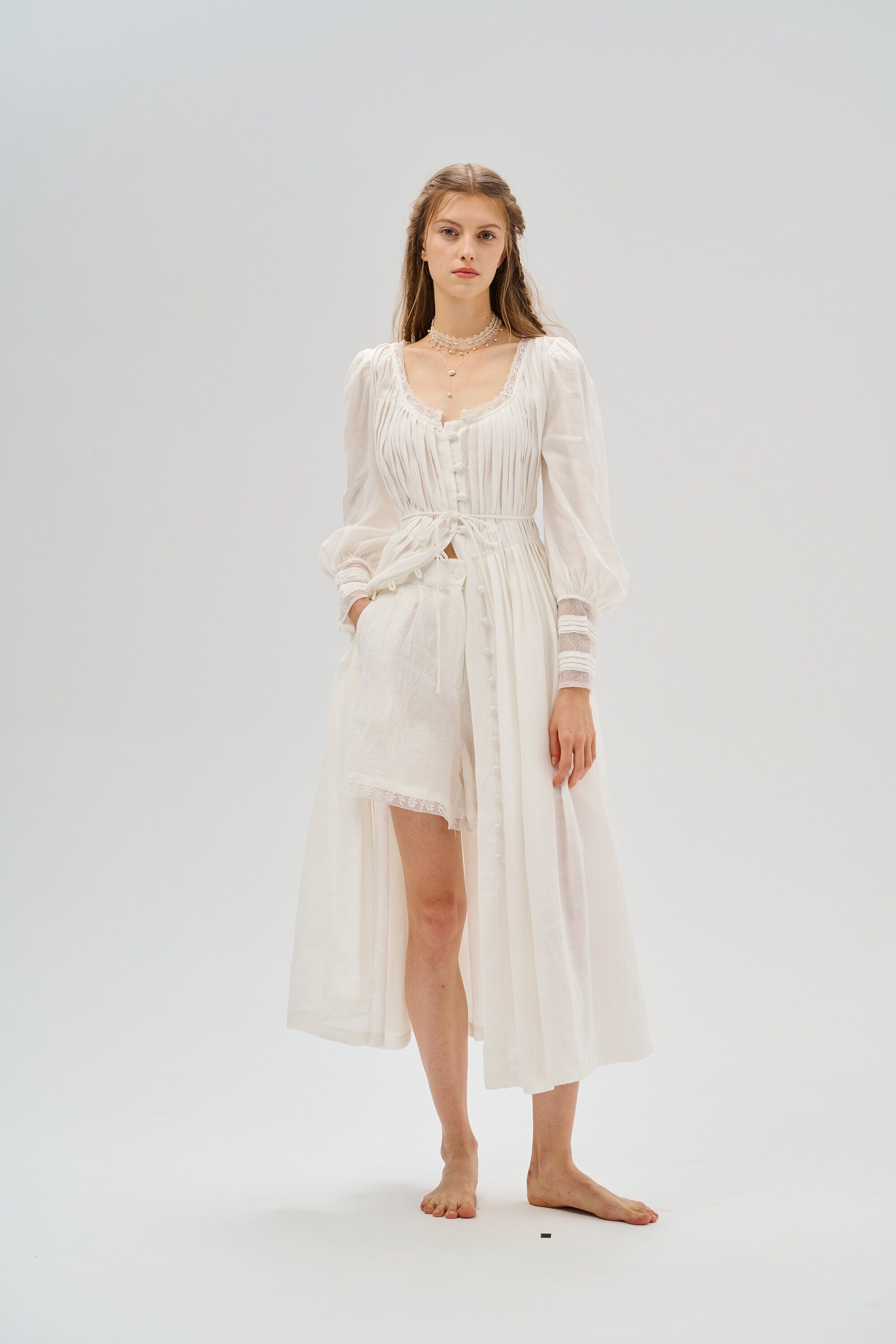 Josefina 19 | Dreamy Pleated Linen Dress Gown – Linennaive