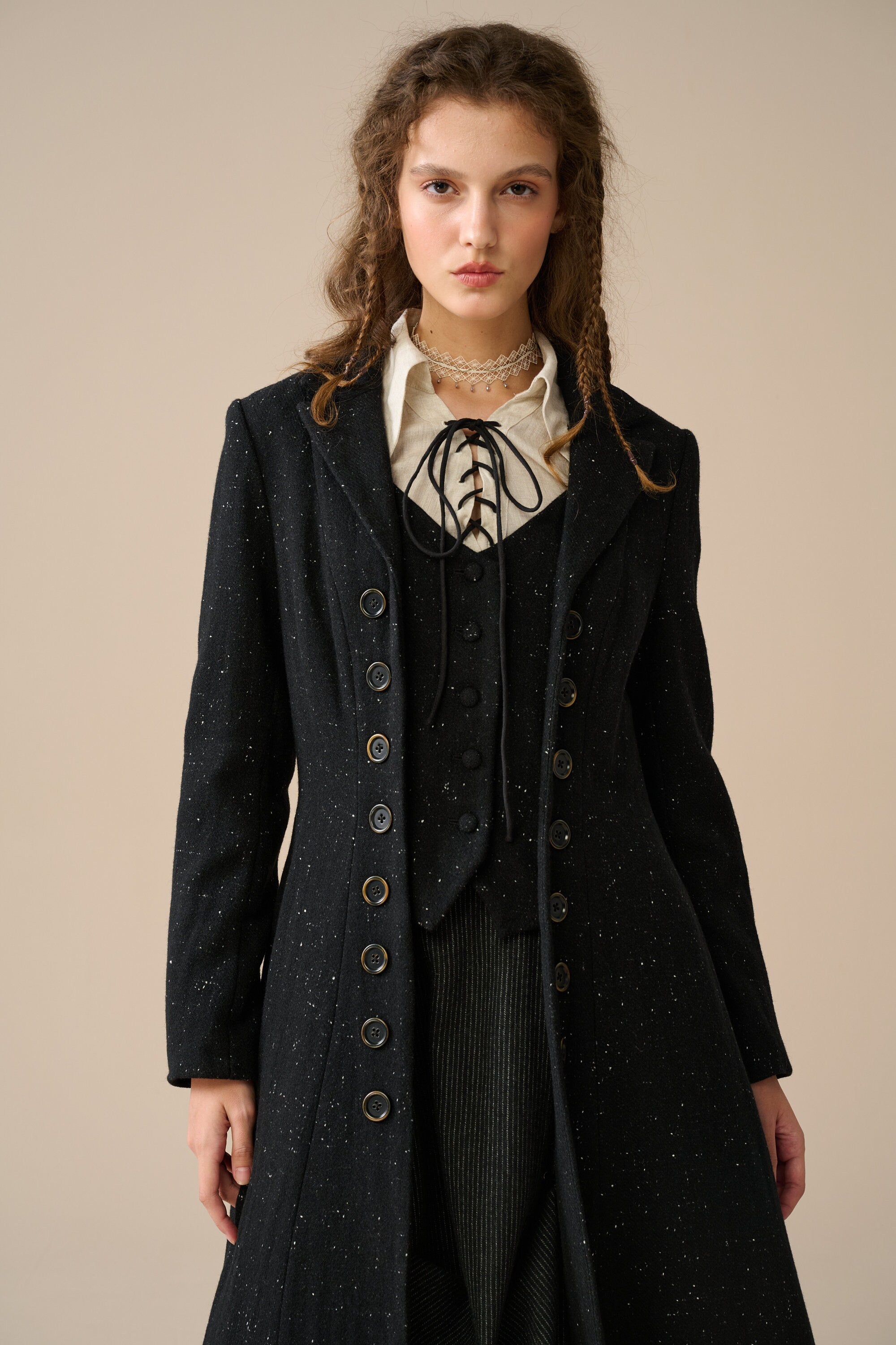 Doreen 15 |Vest-Layered 100% Wool Coat – Linennaive
