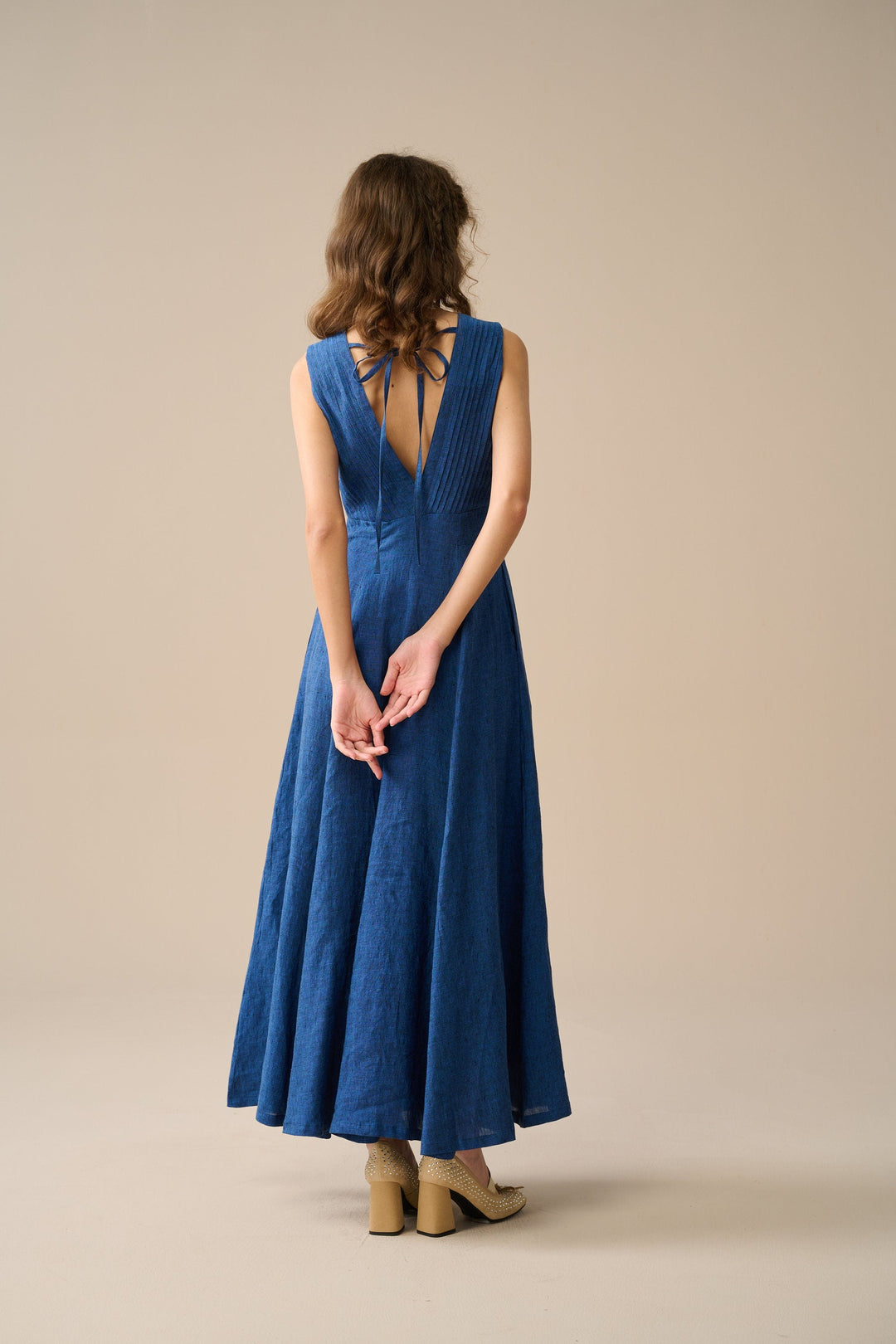 Rebecca 18 | Pleated Maxi Linen Dress Linen / XL Rebecca 18 | Pleated Maxi Linen Dress Linen / XL