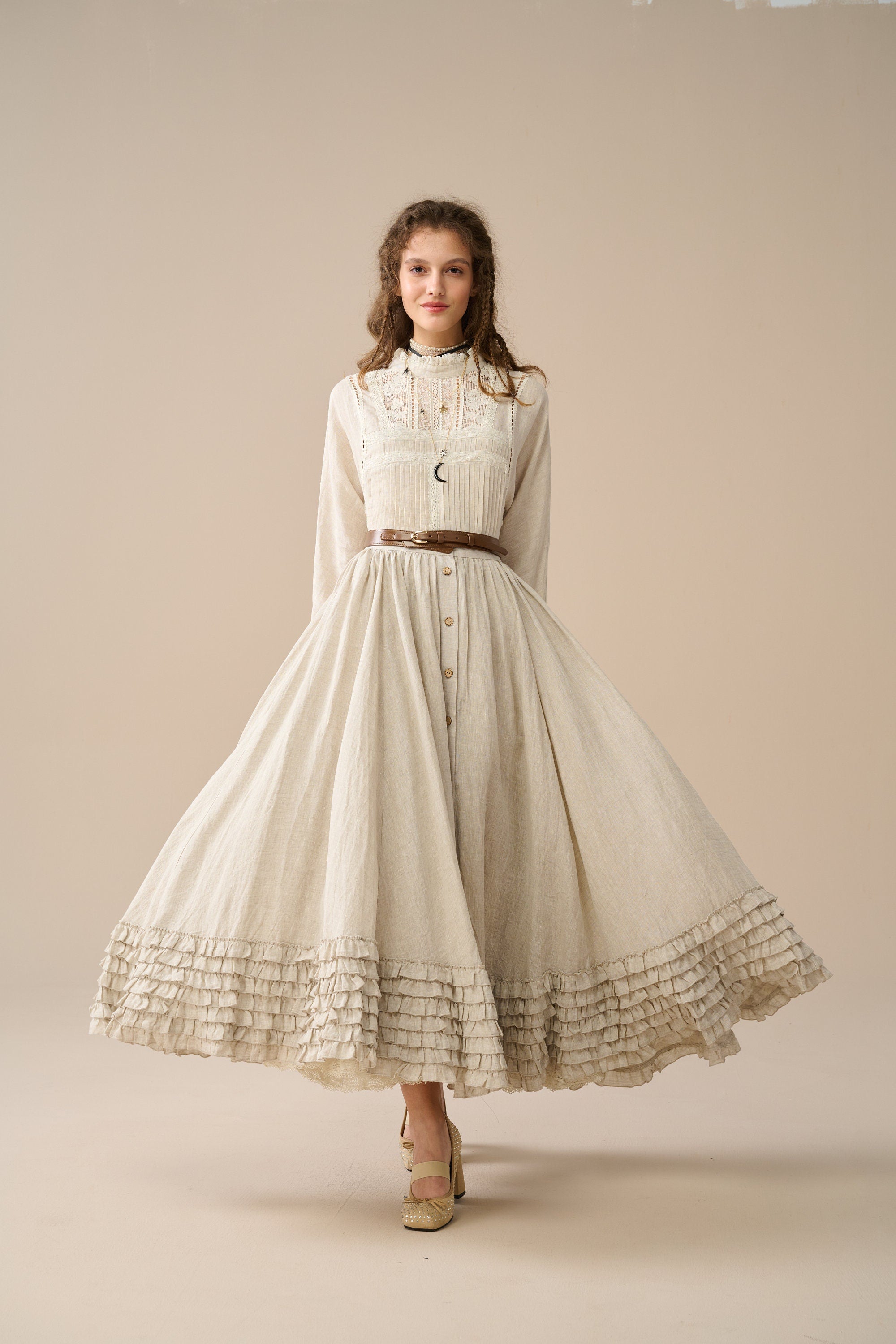 Dorothy 27 | Ruffled maxi linen skirt – Linennaive