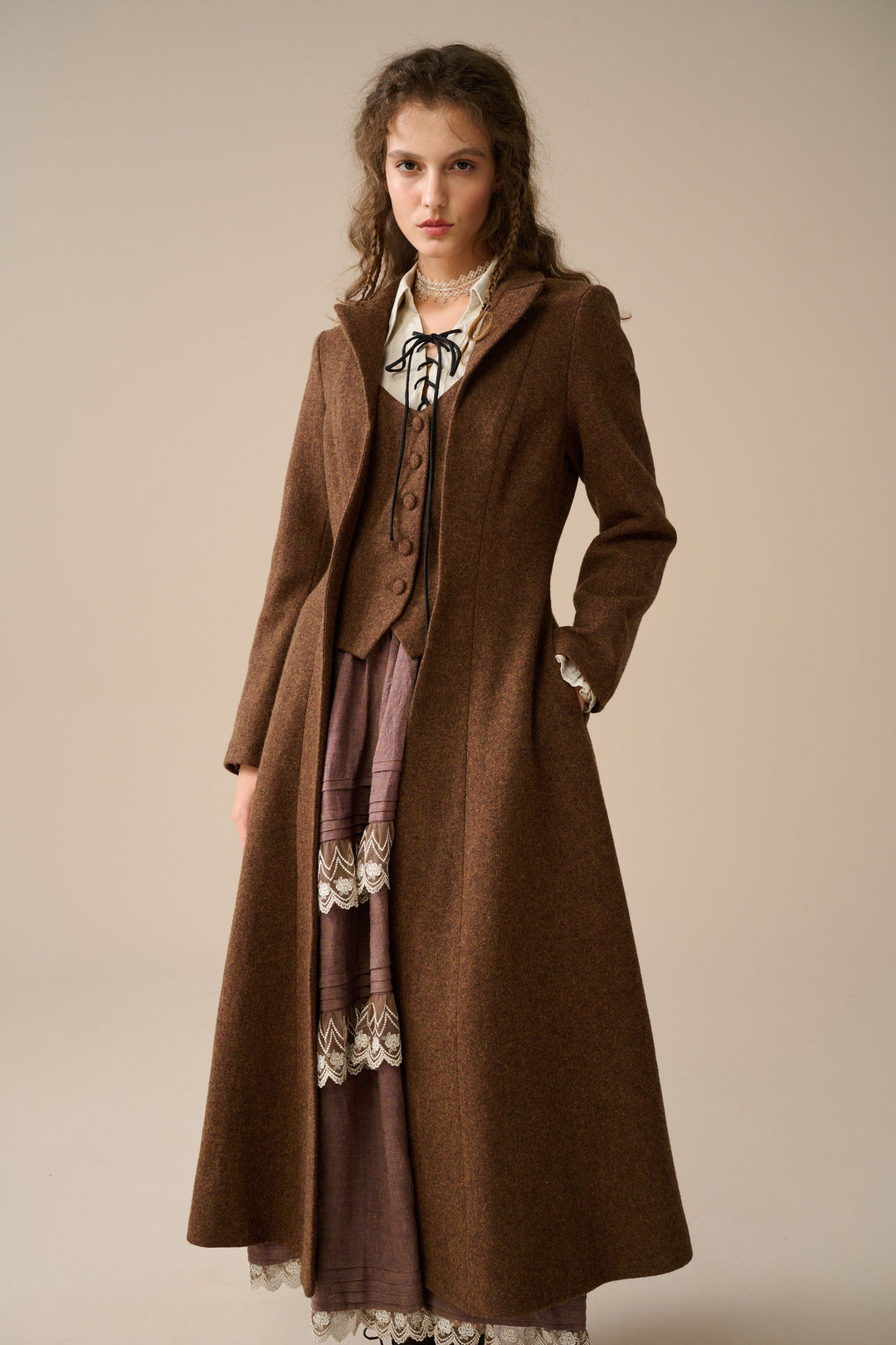 Doreen 15 |Vest-Layered 100% Wool Coat Teal (44